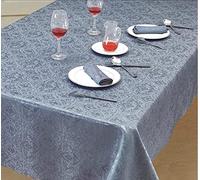 Home Decorative Classic Damask Printed Jacquard Tablecloth Washable Runner Round Rectangle Napkin Table Cover Cloth Protector for Kitchen Picnic (Silver, Rectangle 70" x 108")