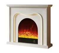 Home Decorative Electric Fireplace with Mantel Solid White Oak Wood Frame Realistic LED Flame Effect Surround frame(White)