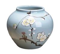 Home Decorative Flower Vase Chinese Style Hand-Painted Plum Ceramic Vase Blue Plant Container Household Large-Capacity Flower Arrangement Pottery Centerpieces Home Office Elegant(B)