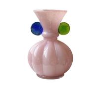 Home Decorative Vase, Vintage Handcrafted Double Eared Glass Vase Cute Floral Arranger for Fresh Dried Artificial Flowers Flower Vase(Pink)