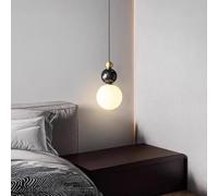Home Design LED Pendant Lighting Nordic Modern Dining Room Kitchen Glass Ball Marble Copper Hanging Lamp Pendelleuchte(Noir)