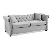 Home Detail Ascot Chesterfield 3 Seater Velvet Sofa in Grey Home Detail Grey