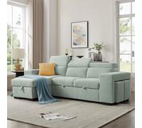 Home Detail Azalea Sofa With Chaise & Pull-Out Sofa Bed in Pale Green Home Detail Pale Green