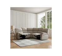 Home Detail Benton Corner Electric Recliner Sofa, Light Grey Faux Leather