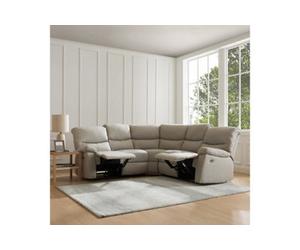 Home Detail Benton Corner Electric Recliner Sofa, Light Grey Faux Leather