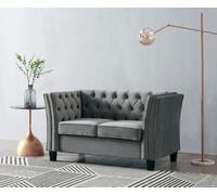 Home Detail Chelsea Velvet Fabric 2 Seater Sofa, Light Grey