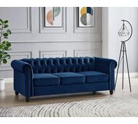 Home Detail Chester 3 Seater Sofa, Blue Velvet