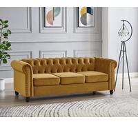 Home Detail Chester 3 Seater Sofa, Gold Velvet