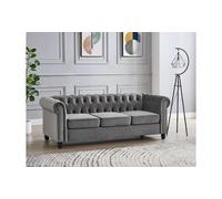 Home Detail Chester 3 Seater Sofa, Grey Velvet