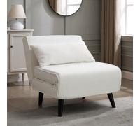 Home Detail Clover Single Sofa Bed, White Boucle
