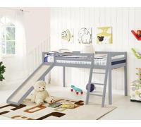 Newark Wooden Mid-Sleeper Bunk Bed with Slide Home Detail Grey Single