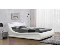 Home Detail Galaxy Ottoman Double Bed Frame With Led And Storage, White