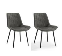 Home Detail Georgia Dining Chair Set of 2, Grey Faux Leather | Size: 2 Pack Home Detail Grey 2 Pack
