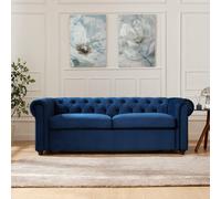Home Detail Jackson 2 Seater Velvet Chesterfield Pull Out Sofa Bed With Mattress in Blue Home Detail Blue