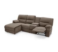 Home Detail Jacob 3 Seater Manual Recliner Sofa With Left Hand Chaise, Brown Linen