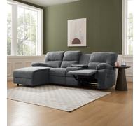 Home Detail Jacob 3 Seater Manual Recliner Sofa With Left Hand Chaise, Dark Grey Linen