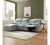 Home Detail Jacob 3 Seater Manual Recliner Sofa With Left Hand Chaise, Light Grey Linen