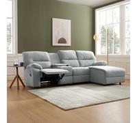 Home Detail Jacob 3 Seater Manual Recliner Sofa With Right Hand Chaise, Light Grey Linen