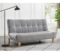 Home Detail Macy Velvet Sofa Bed With Tufted Detail & Wooden Legs in Light Grey Home Detail Light Grey