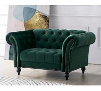 Home Detail Mayfair Velvet Fabric 1.5 Seater Sofa, Green