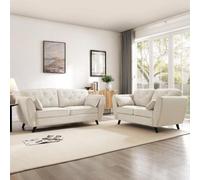 Home Detail Mona 2+3 Seater Sofa Set, Cream Linen