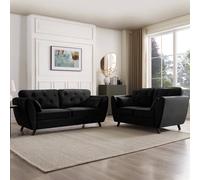 Home Detail Mona 2+3 Seater Sofa Set in Black Home Detail Black