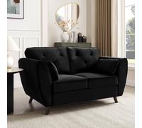 Home Detail Mona 2 Seater Sofa, Black Velvet