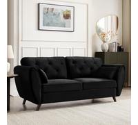 Home Detail Mona 3 Seater Sofa, Black Velvet