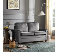 Home Detail Nathan 2 Seater Fabric Pull Out Sofa Bed With Mattress, Grey Velvet in Dark Grey Home Detail Dark Grey