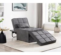 Home Detail Oscar 1 Seater Dark Grey Fabric Ottoman Sofa Bed