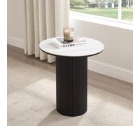 Home Detail Oscar Round Sintered Stone Japandi Side Table with Black Base Home Detail Multicolor