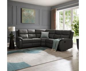 Home Detail Selby 5 Seater Corner L-Shaped Manual Recliner Sofa Grey Faux Leather