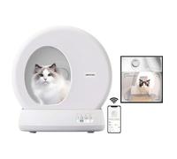 Home Detail Self-Cleaning Cat Litter Tray, Extra Large Automatic Cat Litter Box,Integrated Camera, Wifi App Control, Safety Protection, Odour Isolation, with Mat & Liner For Multiple Cats, White