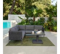 Home Detail Serena Rope Garden Corner Set With Rising Table, Dark Grey