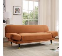 Home Detail Silas Clic-Clac Sofa Bed With Wooden Metal-Tipped Legs, White Boucle