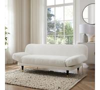 Home Detail Silas Clic-Clac Sofa Bed With Wooden Metal-Tipped Legs, White Boucle