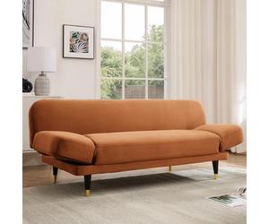 Home Detail Silas Clic-Clac Sofa Bed With Wooden Metal-Tipped Legs, White Boucle