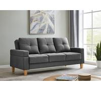 Home Detail Three Seat Fabric Sofa Bed with Firm Cushioned Backrest & Removable Armrest (Dark Grey)
