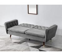 Home Detail Whitby Velvet Sofa Bed With Chesterfield Design With Gold Metal Tipped Wooden Legs in Dark Grey Home Detail Dark Grey