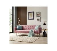 Home Detail Windsor Sofa Bed, Pink Velvet Rose Gold Legs