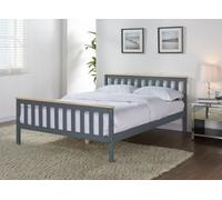 Home Detail Woodford Double Grey And Oak Finish Wooden Bed Shaker Style Headboard Classic Frame Solid Pine Wood