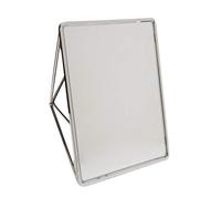 Home Details Bath Bliss Free Standing Geometric Vanity Mirror, Horizontal or Vertical, Make-up & Shaving Use, Tabletop, Chrome, 9.4" L x 7.4" W
