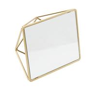 Bath Bliss Free Standing Geometric Vanity Mirror, Horizontal or Vertical, Make-up & Shaving Use, Tabletop, Satin Gold