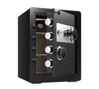Home Dial Combination Safe with Adjustable Shelf for Money Jewelry Handgun Security Durable Alloy Steel Construction Dual Access Key Password Storage Anti-Theft Protection Interior Organization Wall