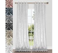 Home Direct Pair of Crushed Velvet Curtains, Eyelet Ring Top, Unlined, White, 2 panels, 140cm x 240cm 55" x 94"