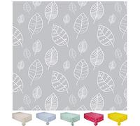 Home Direct Rectangular Oilcloth PVC Wipe Clean Tablecloth 140cm x 200cm 55x78 Leaves Light Grey