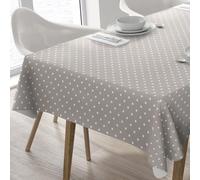 Home Direct Rectangular Oilcloth PVC Wipe Clean Tablecloth Table Cover 140cm x 180cm 55x70 Stars Beige Grey