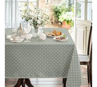 Home Direct Rectangular Oilcloth PVC Wipe Clean Tablecloth Table Cover 140cm x 200cm 55x78 Polka Dot Sage Green