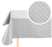 Home Direct Rectangular Oilcloth PVC Wipe Clean Tablecloth Table Cover 140cm x 200cm 55x78 Polka Dot Light Grey, Silver