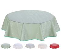 Home Direct Round Embossed Oilcloth PVC Wipe Clean Tablecloth 155cm 61" Sage Green